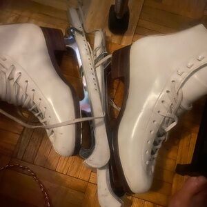 White Ice Skates with Brown Soles